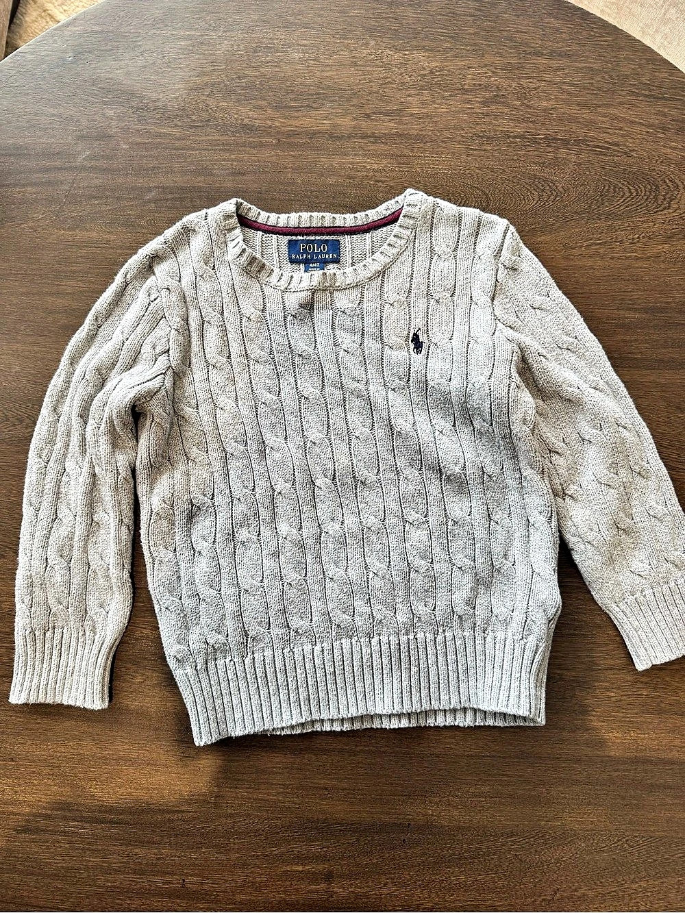 Boys Polo Ralph Lauren Cable-Knit Crewneck Sweater Gray Crewneck Size 4T